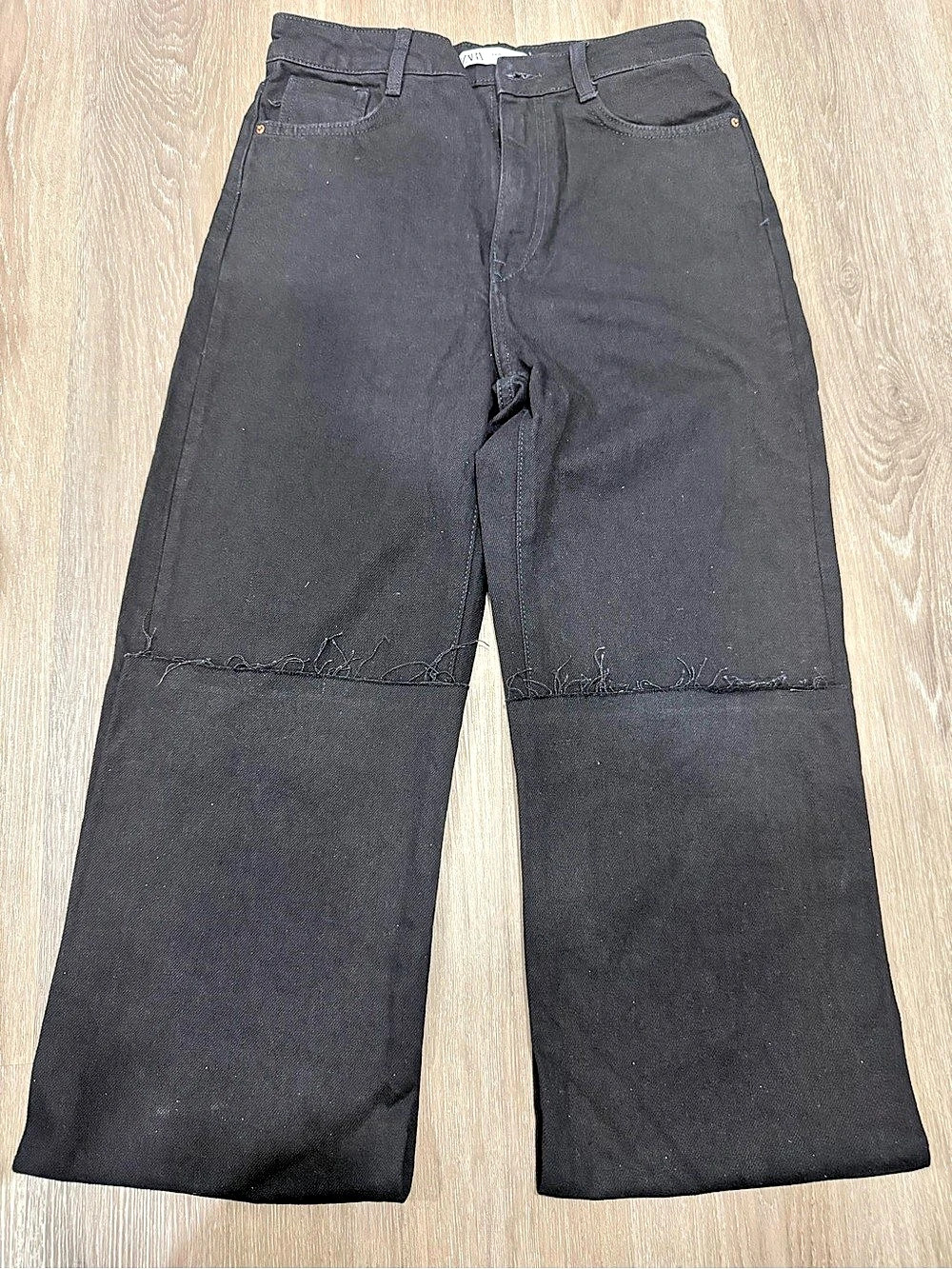 Zara Wide Leg Utility Pants in Black Size Medium length 47in
